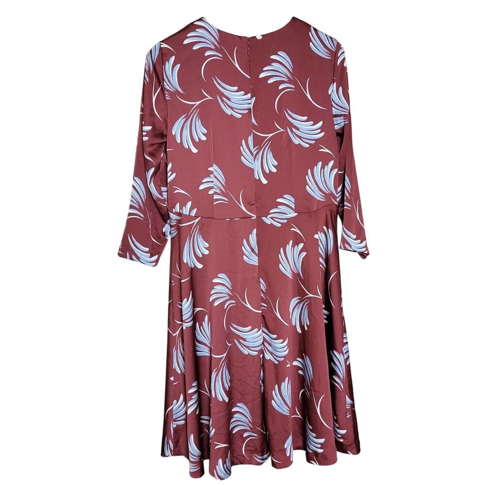 Ann Taylor Loft Womens Floral Print Rust Red A-Line Dress Size 12 - Picture 2 of 8